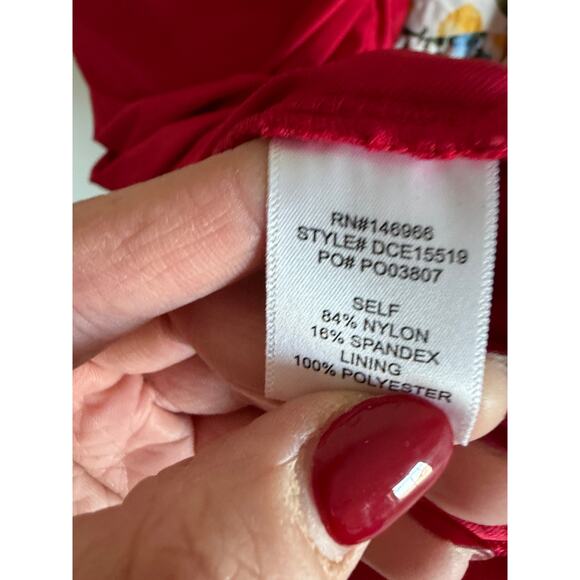 Francescas Women's Large Red Erica Ruched Satin Strapless Sleeveless Mini Dress - Picture 6 of 7